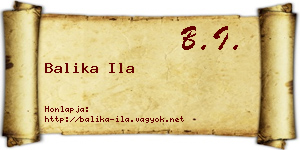 Balika Ila névjegykártya